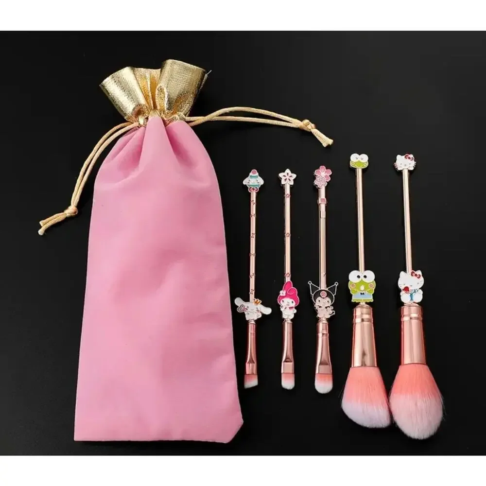 Hello Kitty Kuromi Brush Set Foundation Blending Conceal Eyebrow Powder + Pouch